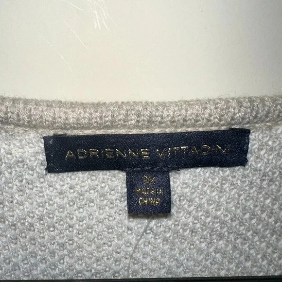 NWT Adrienne Vittadini Open Cardigan Color Block Grey White Cream Pockets Sz 3X - Picture 2 of 6